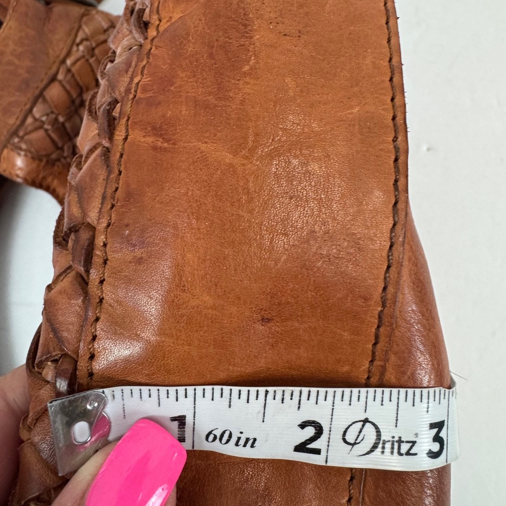Vilenca Holland Woven Leather Crossbody Bag Cognac Brown Top Handle Tote - Picture 16 of 16